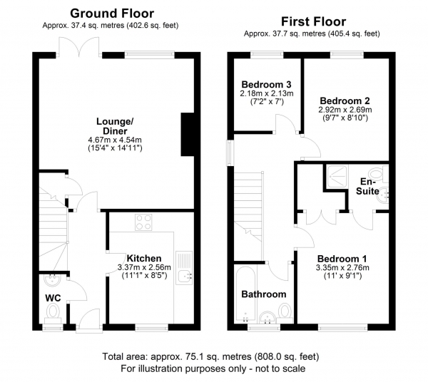 Floor Plan Image for 3 Bedroom Semi-Detached House for Sale in Spruce Road, Aylesbury