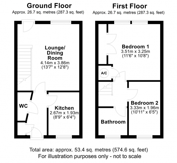 Floor Plan Image for 2 Bedroom End of Terrace House for Sale in Chelsea Road, Aylesbury