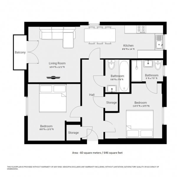 Floor Plan Image for 2 Bedroom Apartment for Sale in Thomas Drive, Gidea Park