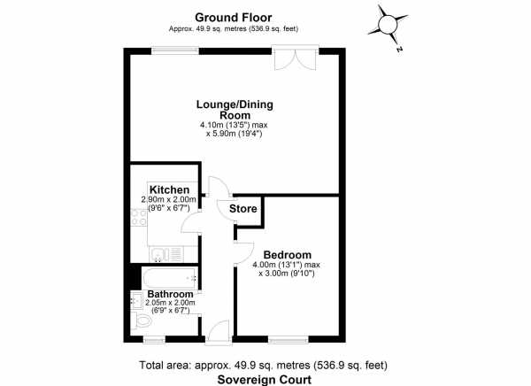 Floor Plan Image for 1 Bedroom Flat for Sale in Gresham Close, Brentwood