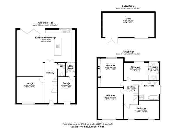 Floor Plan Image for 4 Bedroom Detached House for Sale in Great Berry Lane, Langdon Hills