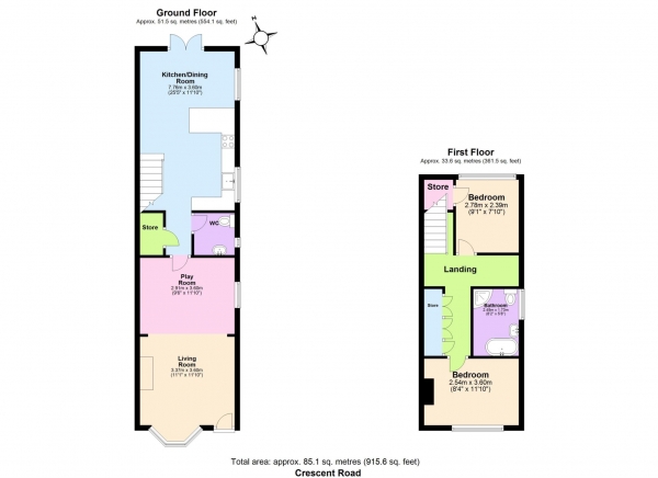 Floor Plan Image for 2 Bedroom Semi-Detached House for Sale in Crescent Road, Brentwood