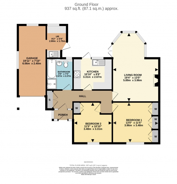 Floor Plan Image for 2 Bedroom Semi-Detached Bungalow for Sale in Fairfield Road, Brentwood