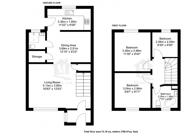 Floor Plan Image for 3 Bedroom Terraced House for Sale in Mirador Crescent, Slough