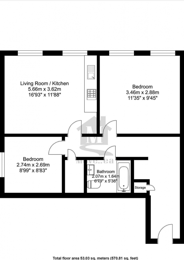 Floor Plan Image for 2 Bedroom Apartment for Sale in Butler House, Slough