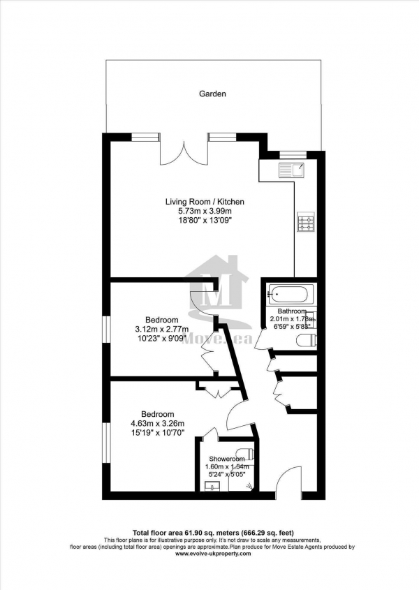 Floor Plan Image for 2 Bedroom Apartment for Sale in Jupiter Court, Cippenham, Slough