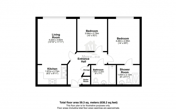 Floor Plan Image for 2 Bedroom Apartment for Sale in Aspects Court, Slough