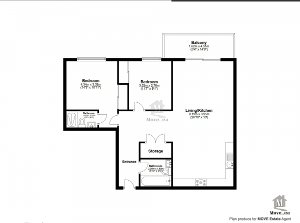 Floor Plan Image for 2 Bedroom Apartment for Sale in Steel House, The Metalworks, Petersfield Avenue, Slough