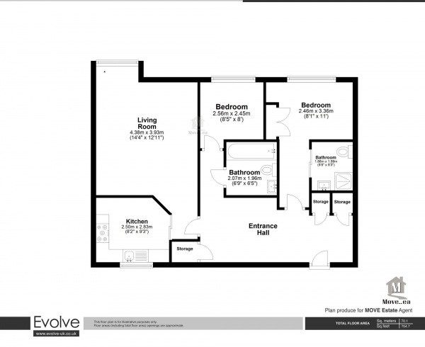 Floor Plan Image for 2 Bedroom Apartment for Sale in Fieldview Court, Farnburn Avenue, Slough