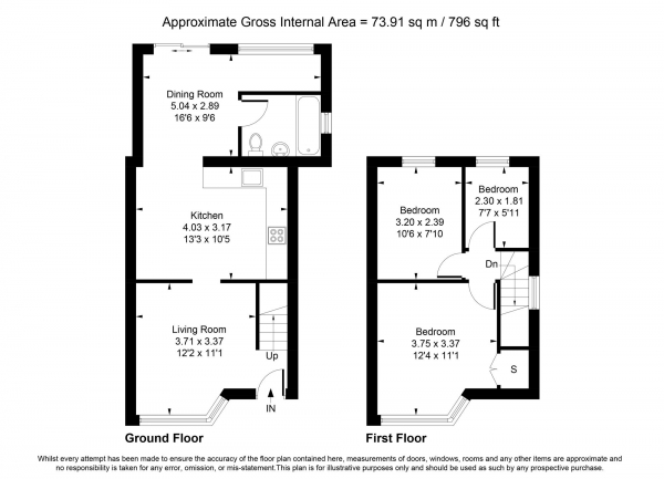 Floor Plan Image for 3 Bedroom End of Terrace House for Sale in Salt Hill Way, Slough, Slough