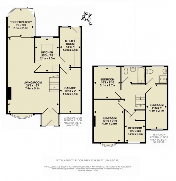 Floor Plan Image for 4 Bedroom Semi-Detached House to Rent in Bridgewater Road, Berkhamsted