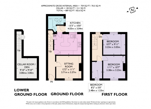 Floor Plan for 3 Bedroom Terraced House for Sale in Highfield Road, Berkhamsted, HP4, 2DD - Guide Price &pound499,950