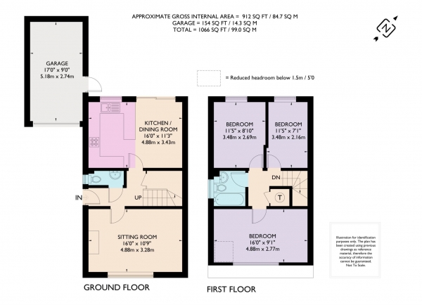 Floor Plan Image for 3 Bedroom Semi-Detached House to Rent in Mortain Drive, Berkhamsted