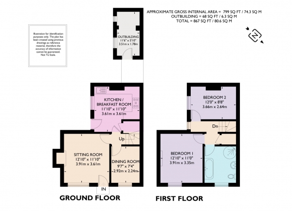 Floor Plan for 2 Bedroom Semi-Detached House for Sale in High Street, Northchurch, Northchurch, HP4, 3QL - Offers in Excess of &pound450,000