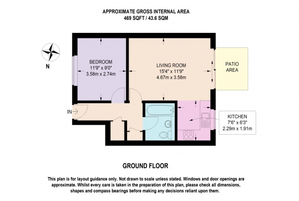 Floor Plan Image for 1 Bedroom Apartment to Rent in Bury Court, Hemel Hempstead