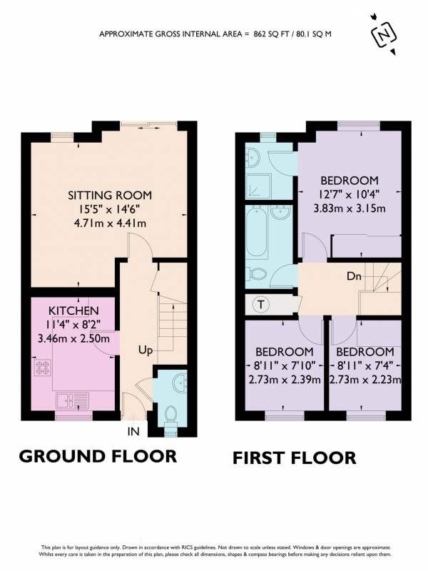 Floor Plan Image for 3 Bedroom Terraced House for Sale in Egglesfield Close, Northchurch