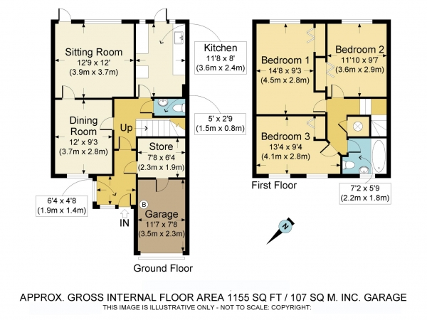 Floor Plan Image for 3 Bedroom Terraced House to Rent in Highfield Road, Tring