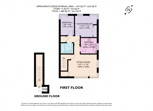 Floor Plan for 2 Bedroom Apartment for Sale in Longfield Road, Tring, HP23, 4RT - Guide Price &pound275,000