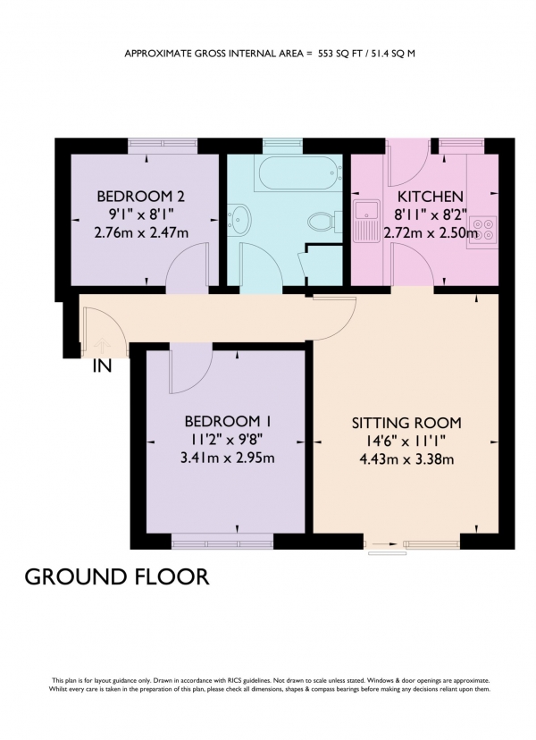 Floor Plan Image for 2 Bedroom Apartment to Rent in Plested Court, Stoke Mandeville