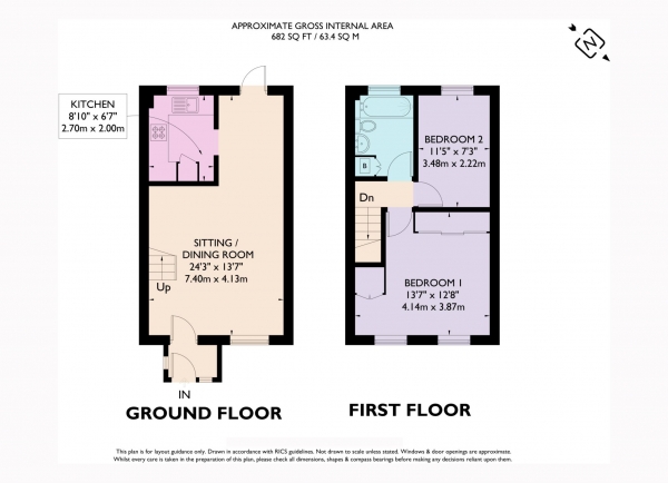 Floor Plan Image for 2 Bedroom End of Terrace House to Rent in Morefields, Tring