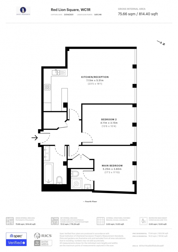 Floor Plan Image for 2 Bedroom Flat for Sale in Red Lion Square, Holborn, WC1R