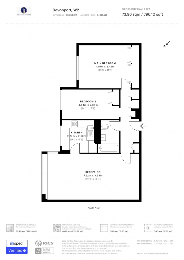 Floor Plan Image for 2 Bedroom Apartment for Sale in Devonport, Southwick Street, W2 2QH