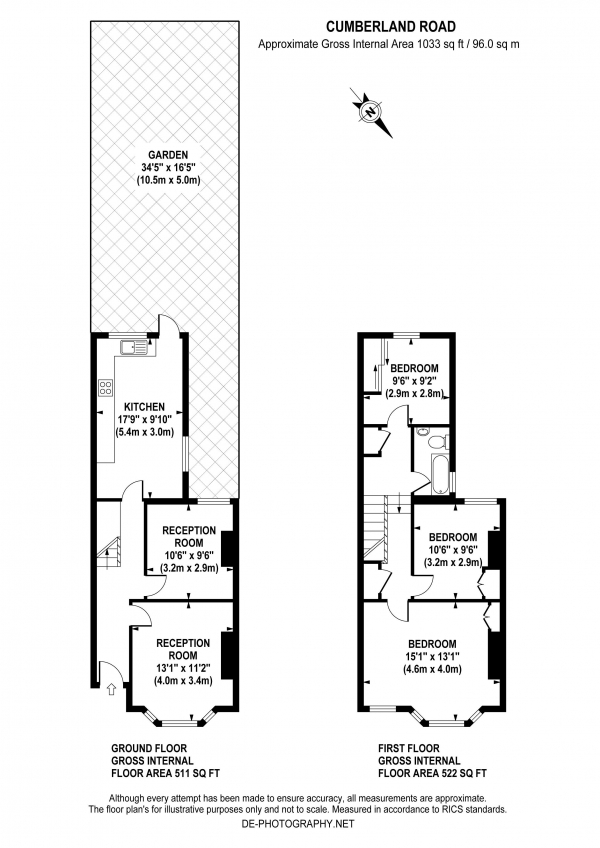 Floor Plan Image for 3 Bedroom Terraced House for Sale in Cumberland Road, W7