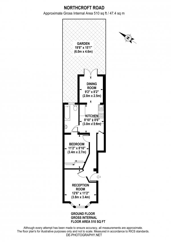 Floor Plan Image for 1 Bedroom Flat for Sale in Northcroft Road