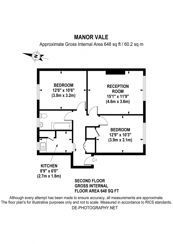 Floor Plan Image for 2 Bedroom Flat for Sale in Manor Vale, TW8