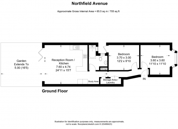Floor Plan for 2 Bedroom Flat for Sale in Northfield Avenue, W13, Ealing, W13, 9QP - Fixed Price &pound550,000