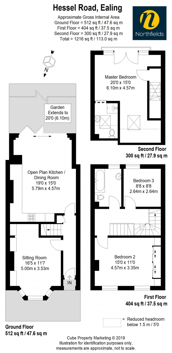 Floor Plan Image for 3 Bedroom Terraced House for Sale in Hessel Road, W13