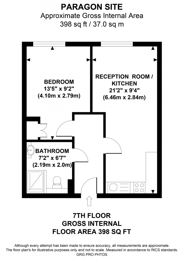 Floor Plan Image for 1 Bedroom Flat for Sale in Paragon Site, TW8