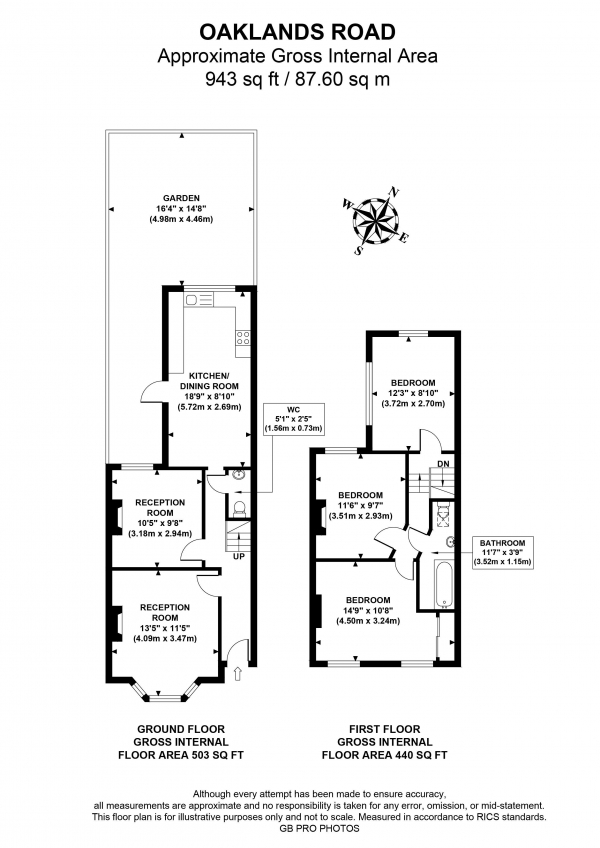 Floor Plan Image for 3 Bedroom Terraced House for Sale in Oaklands Road, W7