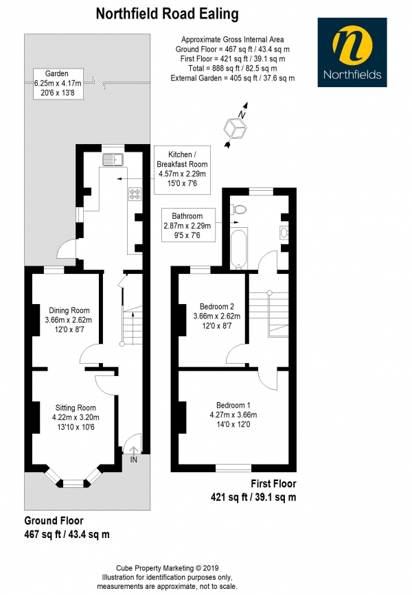 Floor Plan Image for 2 Bedroom Terraced House for Sale in Northfield Road, W13