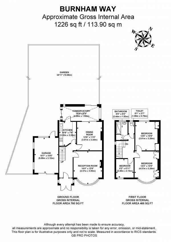 Floor Plan Image for 3 Bedroom End of Terrace House for Sale in Burnham Way, W13