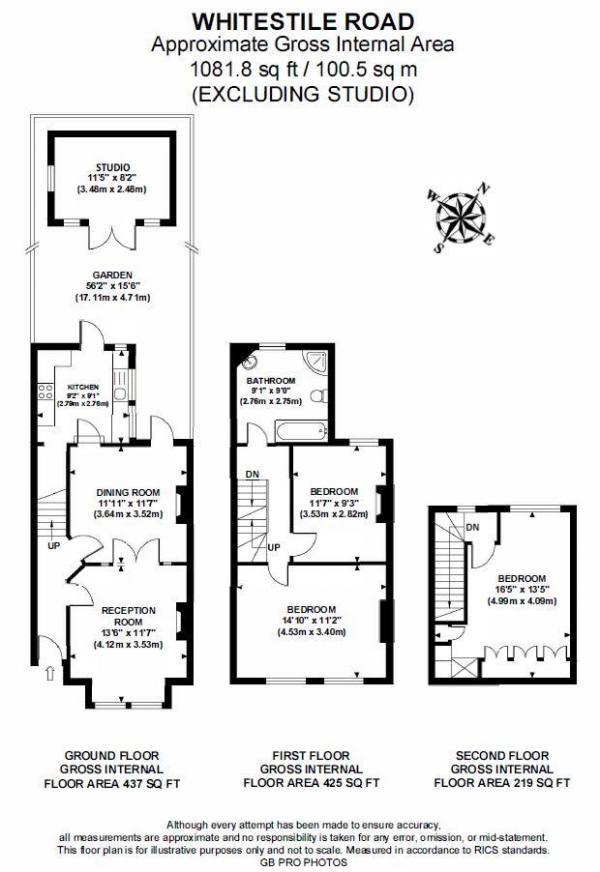 Floor Plan for 3 Bedroom Terraced House for Sale in Whitestile Road, TW8, TW8, 9NW -  &pound700,000