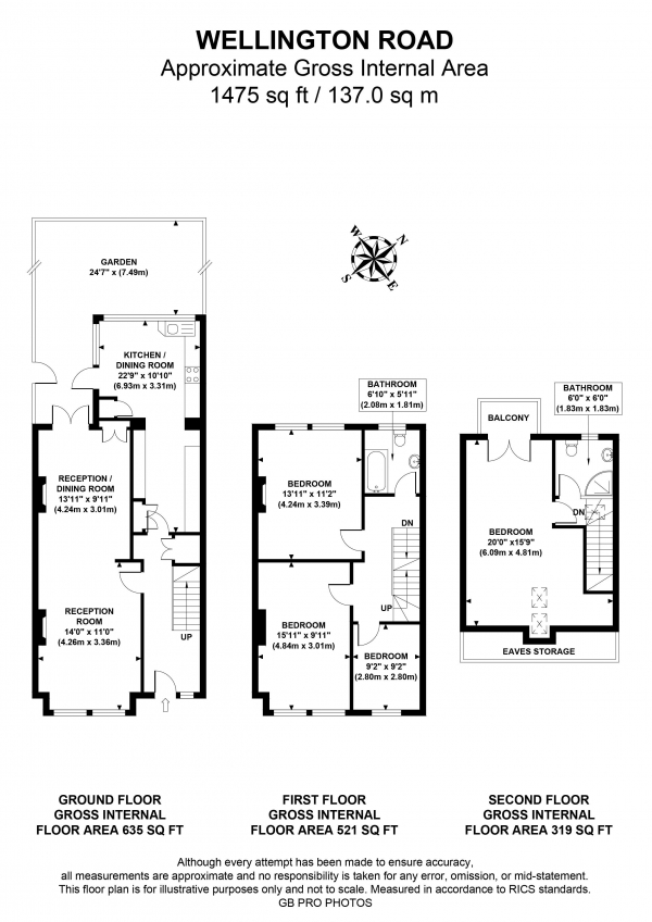 Floor Plan Image for 4 Bedroom End of Terrace House for Sale in Wellington Road, W5