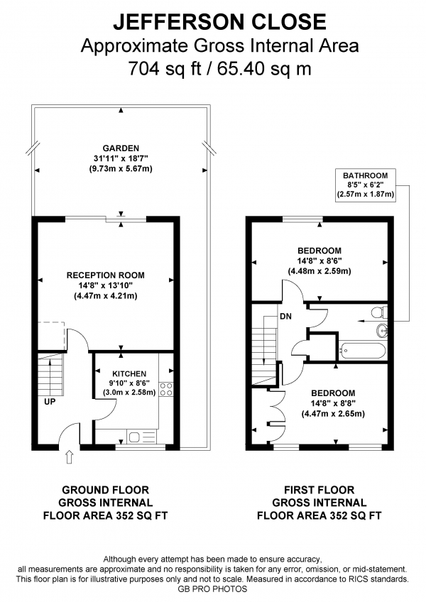 Floor Plan Image for 2 Bedroom End of Terrace House for Sale in Jefferson Close, W13