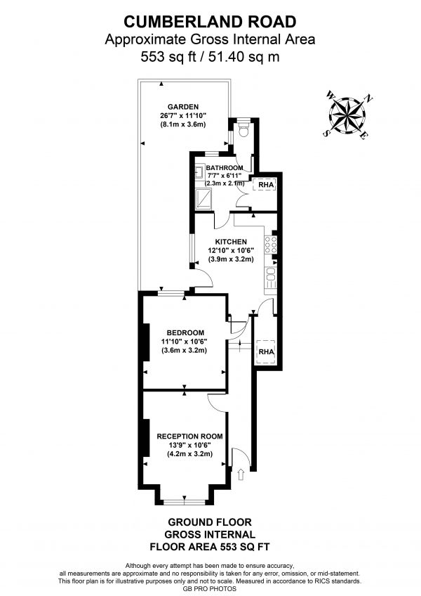 Floor Plan Image for 1 Bedroom Maisonette for Sale in Cumberland Road, W7