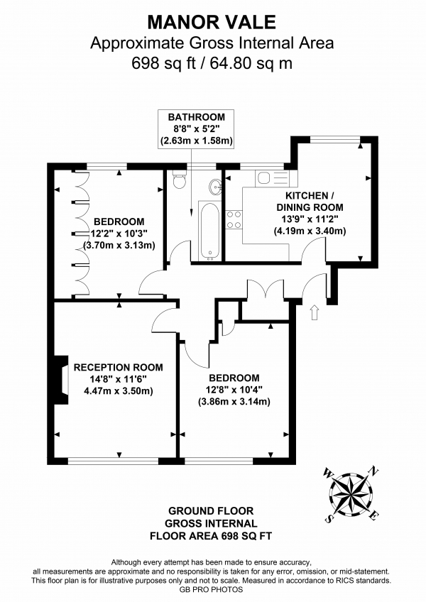 Floor Plan Image for 2 Bedroom Flat for Sale in Manor Vale, TW8