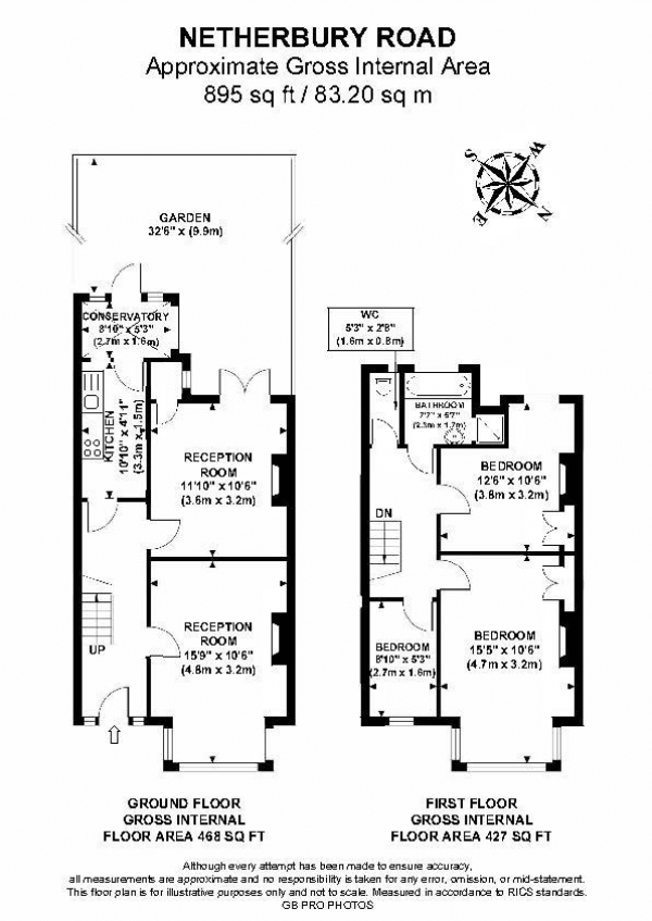 Floor Plan Image for 3 Bedroom Terraced House for Sale in Netherbury Road, W5