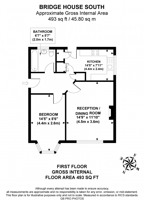 Floor Plan Image for 1 Bedroom Flat for Sale in Bridge House South, TW8