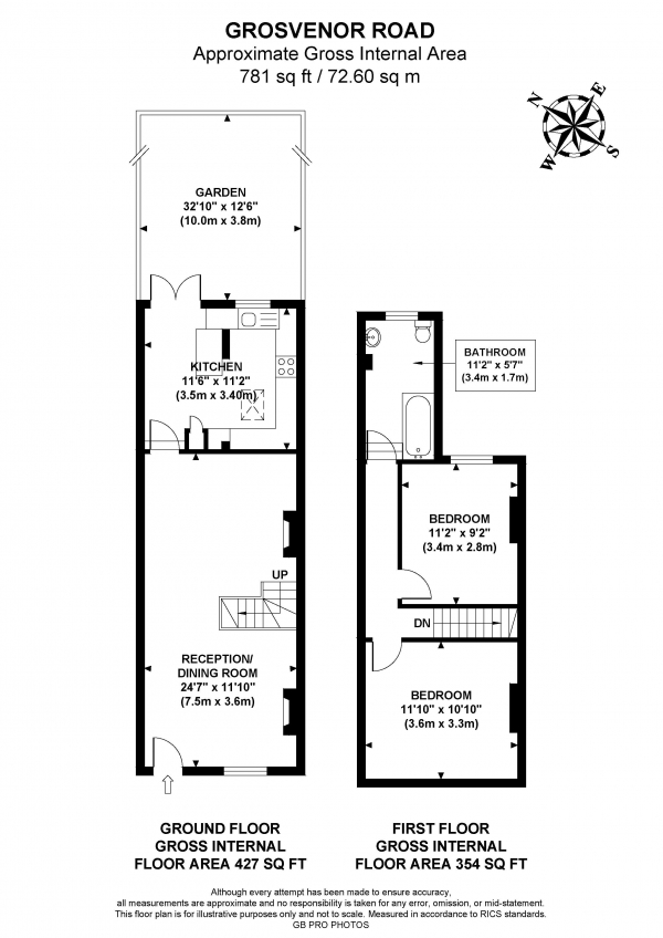 Floor Plan Image for 2 Bedroom Terraced House for Sale in Grosvenor Road, W7