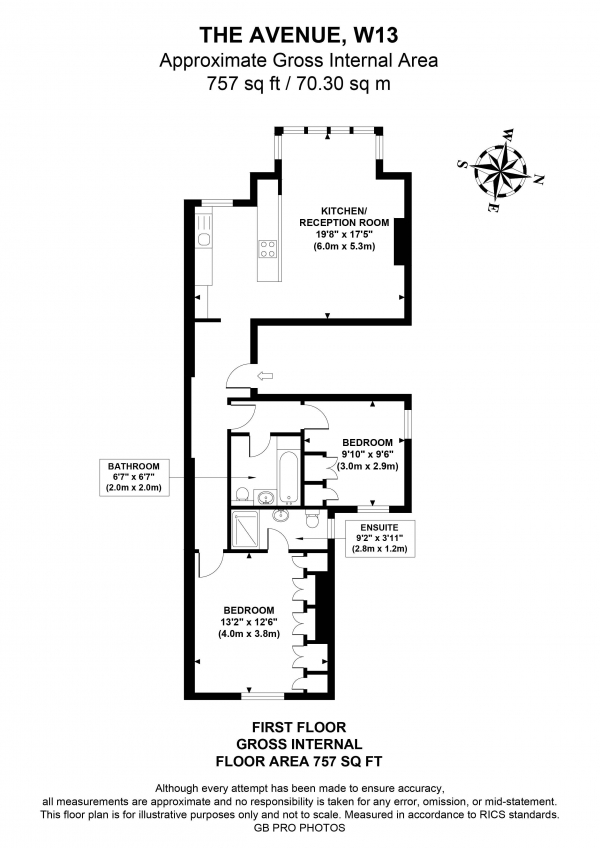 Floor Plan Image for 2 Bedroom Flat for Sale in The Avenue, W13