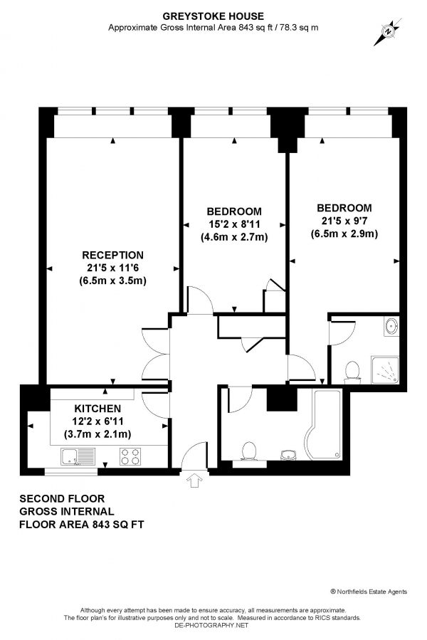 Floor Plan Image for 2 Bedroom Flat for Sale in Greystoke House, W5