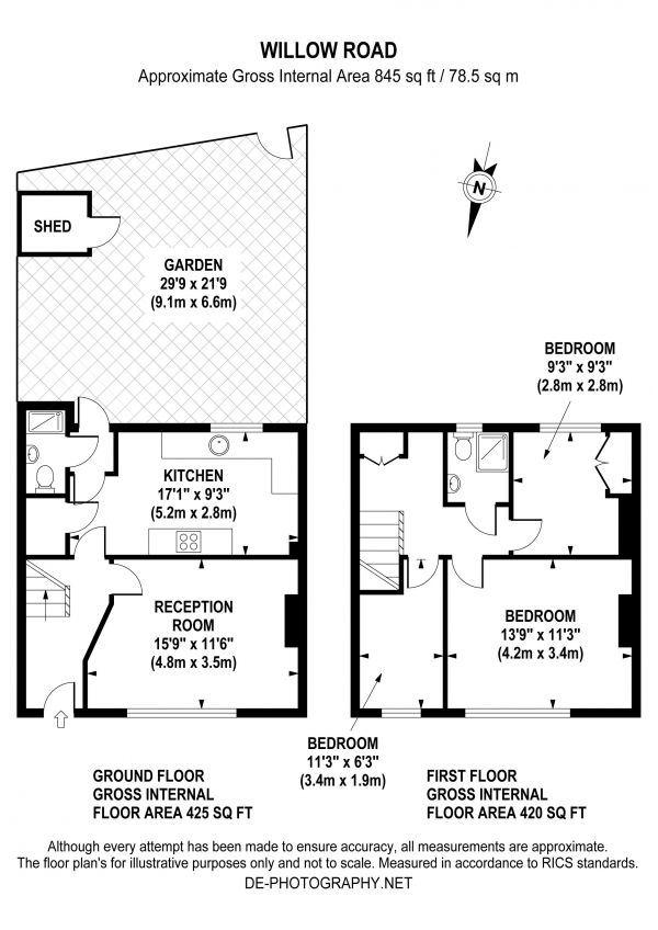 Floor Plan Image for 3 Bedroom Terraced House for Sale in Willow Road, W5