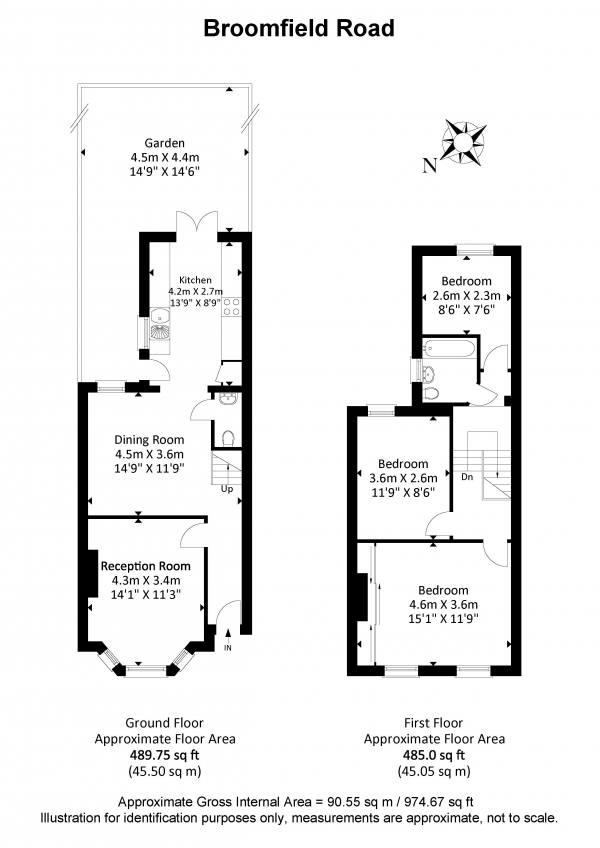 Floor Plan Image for 3 Bedroom Terraced House for Sale in Broomfield Road, W13