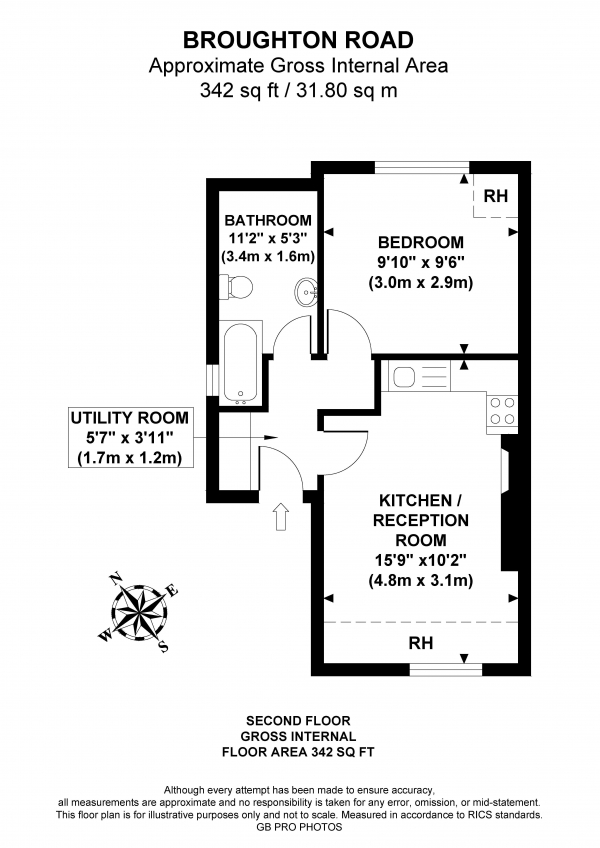 Floor Plan Image for 1 Bedroom Flat to Rent in Broughton Road, W13