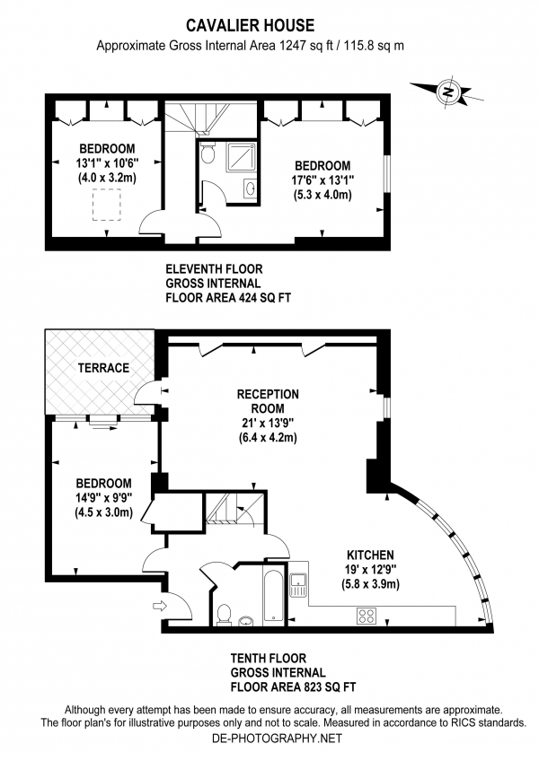 Floor Plan Image for 3 Bedroom Apartment for Sale in Cavalier House, W5