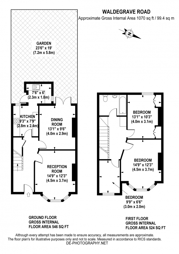 Floor Plan Image for 3 Bedroom Terraced House for Sale in Waldegrave Road